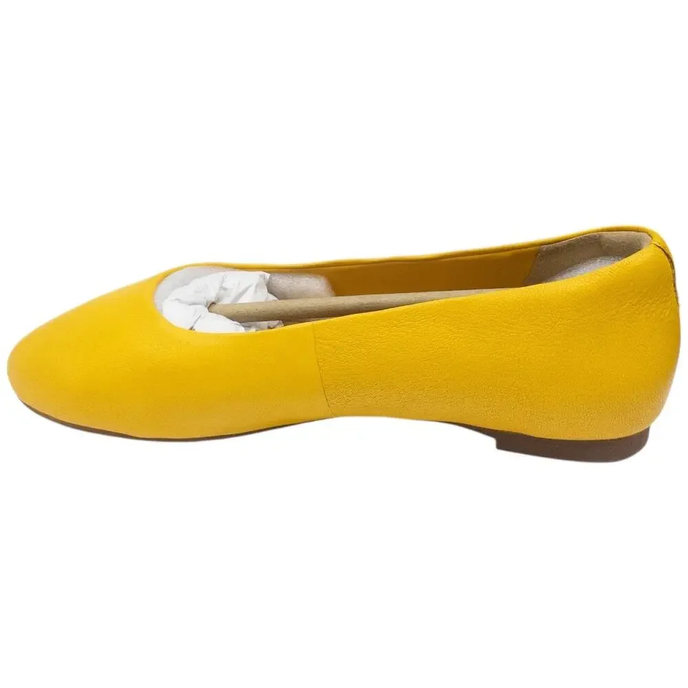 Hush Puppies Kendall Ballet Flats Women's 7.5 Wide Golden Rod Yellow Leather